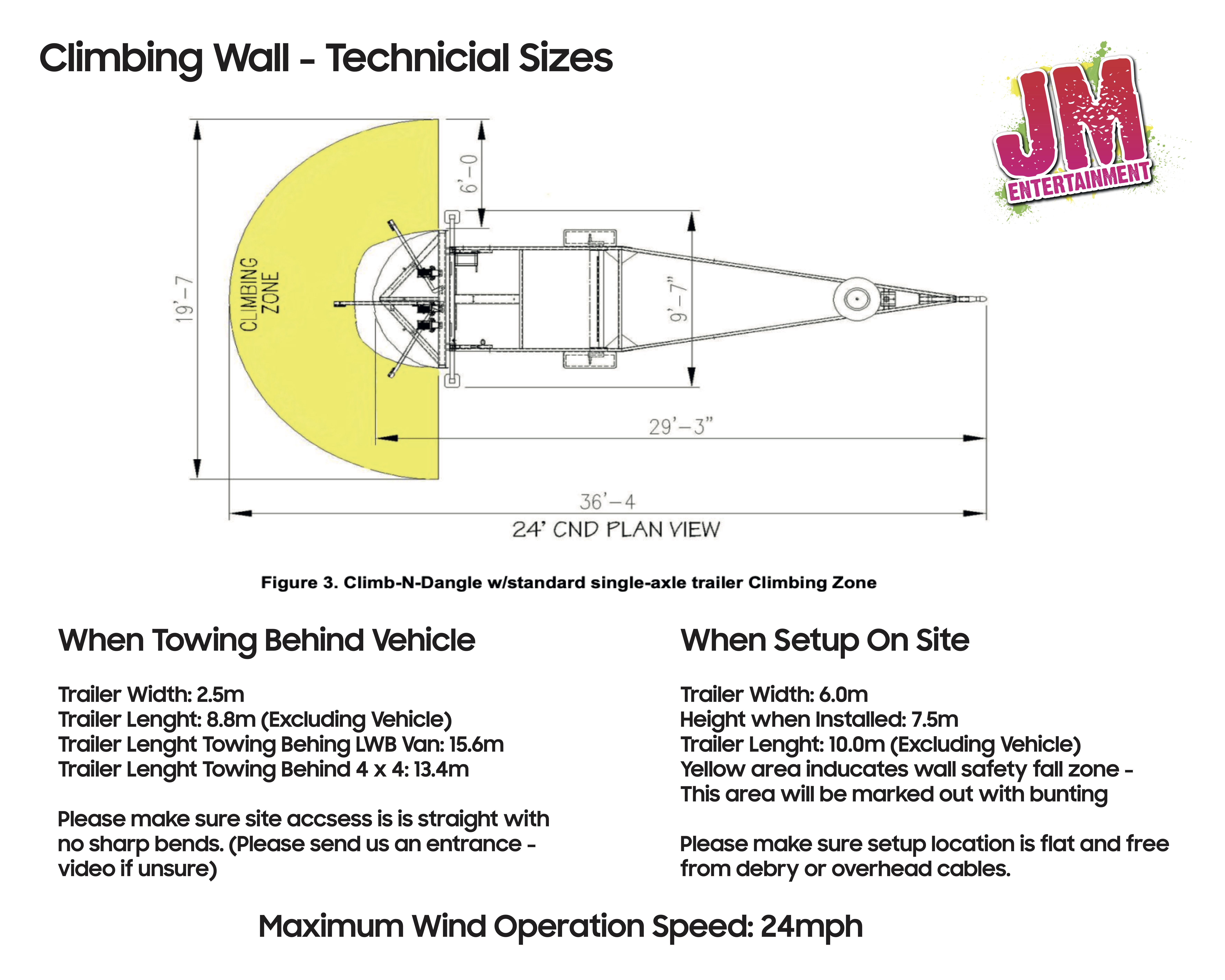 technical specifications of mobile rock climbing wall for hire